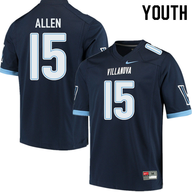 Youth #15 Jaquan Allen Villanova Wildcats College Football Jerseys Sale-Navy